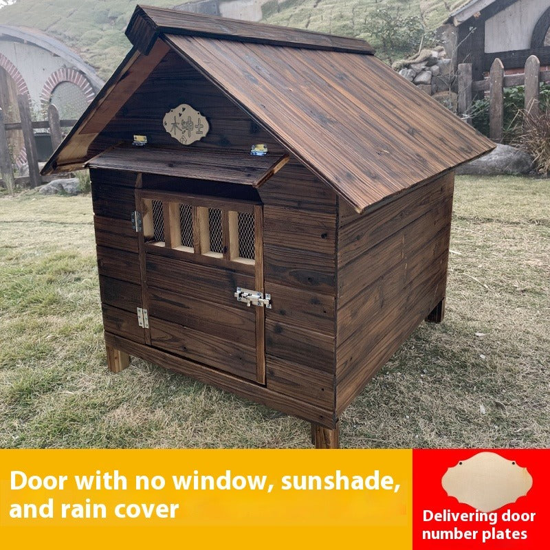 All-Season Wooden Outdoor Dog House – Waterproof Large Kennel for Big Dogs with Weather Protection