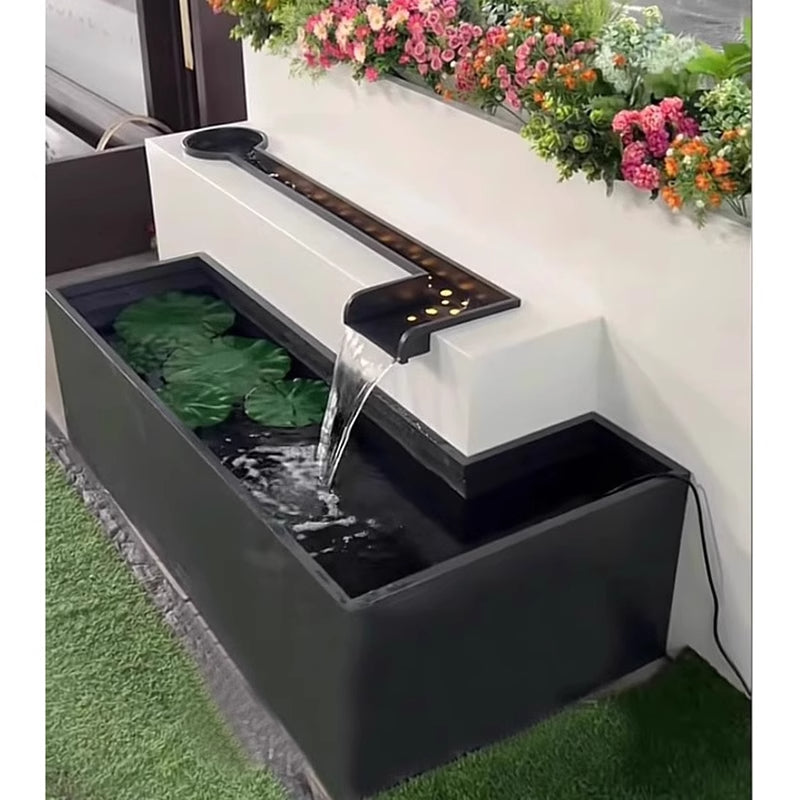 Stainless Steel Fountain & Water Feature with Pool for Courtyard Landscape & Metal Wall Decor
