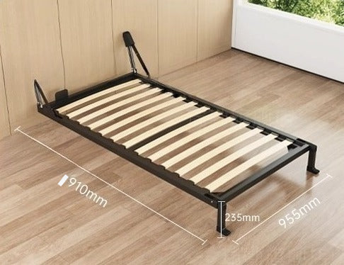 Wall-Mounted Folding Bed with Mattress, Eco-Friendly Wood Slats, Reinforced Double Steel Frame, and Silent Corner Bracing