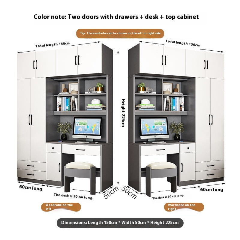 All-in-One Kids’ Desk with Wardrobe – Space-Saving Study Table & Bookshelf Combo for Small Bedrooms