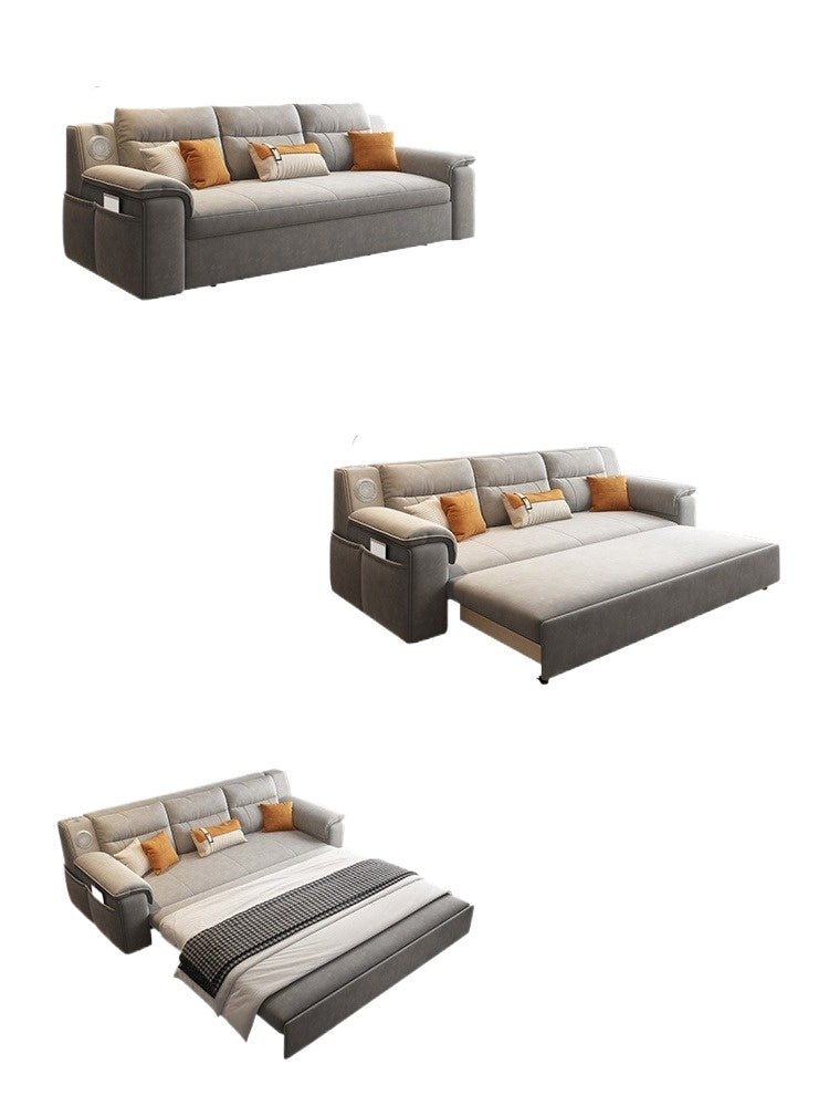 Pull-Out Foldable Sofa Bed with Cushion, Armrests & Storage for Small Luxury Homes