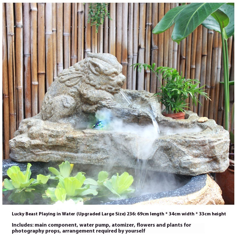Rustic Garden Rockery Fountain with Fish Pond for Courtyard, Terrace & Balcony Decoration