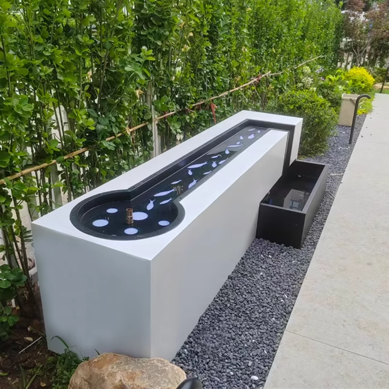 Stainless Steel Fountain & Water Feature with Pool for Courtyard Landscape & Metal Wall Decor