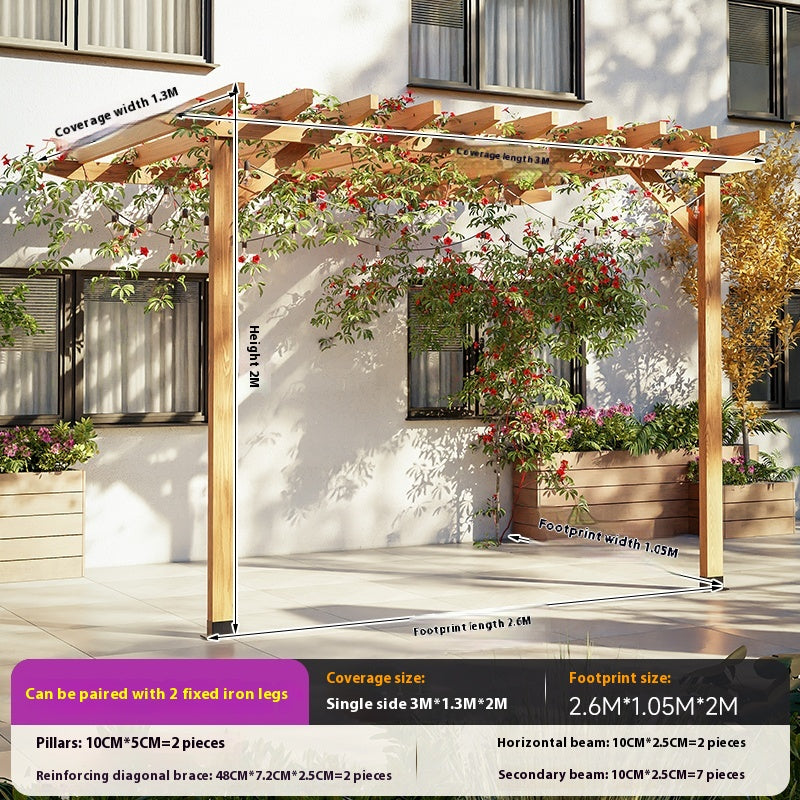 Outdoor Pergola & Trellis Pavilion in Treated Wood for Villa Garden & Courtyard Use