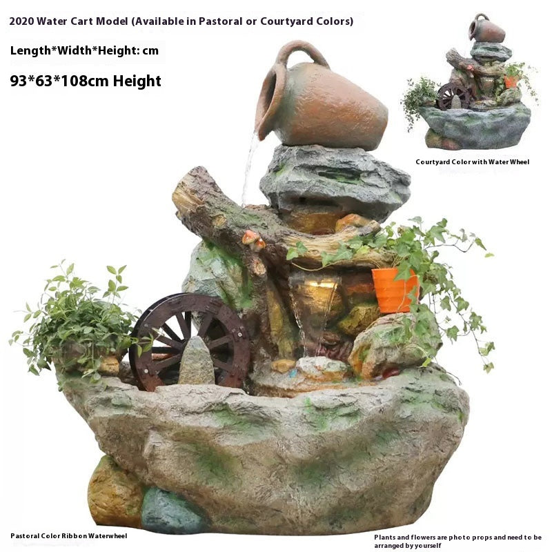 Rustic Garden Rockery Fountain with Fish Pond for Courtyard, Terrace & Balcony Decoration