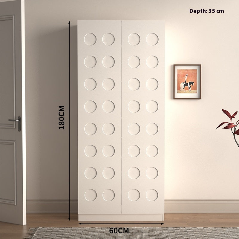 White Solid Wood Entryway Shoe Cabinet – Vintage Large-Capacity Storage Unit for Home Entrance