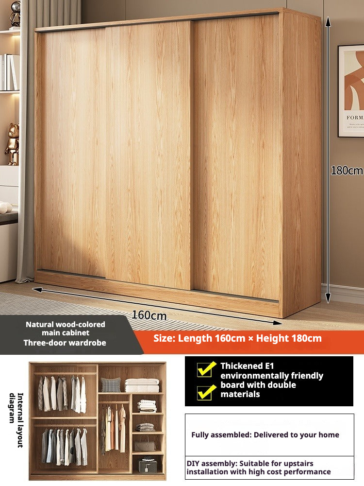 Sliding Door Wooden Wardrobe – Space-Saving Budget Closet for Small Bedrooms & Rental Homes