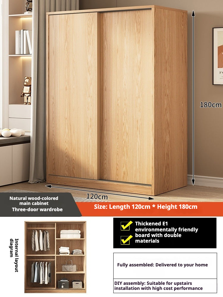 Sliding Door Wooden Wardrobe – Space-Saving Budget Closet for Small Bedrooms & Rental Homes
