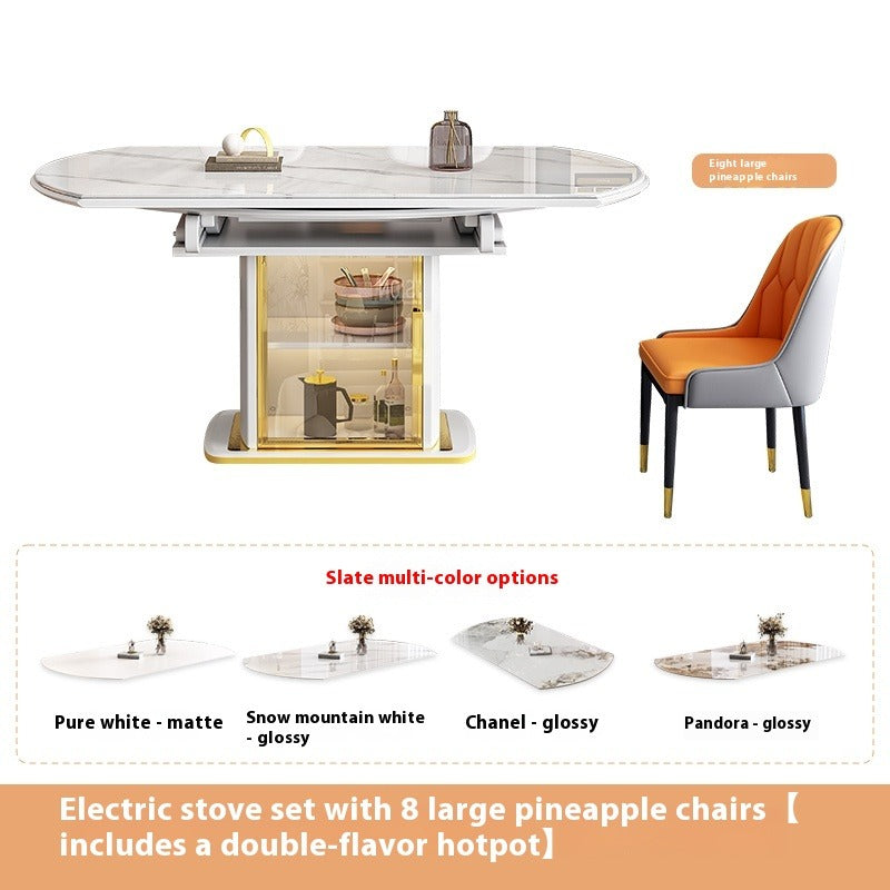 Cream Style Foldable Sintered Stone Dining Set for Small Modern Homes