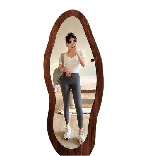 Vintage Irregular Full-Length Mirror – Wall-Mounted Dressing Mirror for Girls’ Bedroom or Home