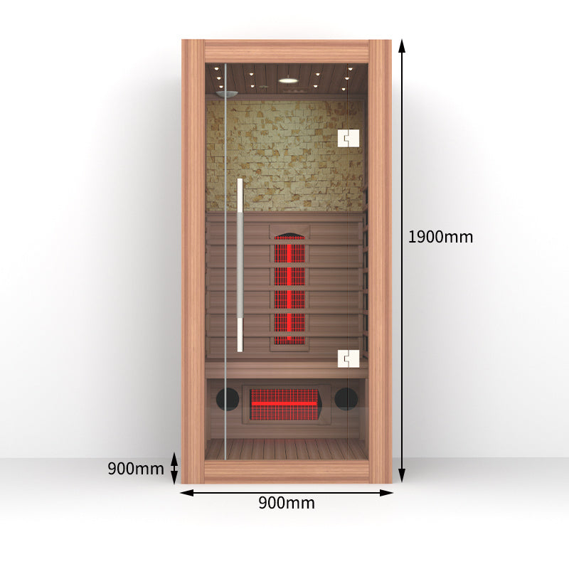 Wooden Infrared Sauna Room for One Person, Home Dry Steam Cabin for Full Body Detox