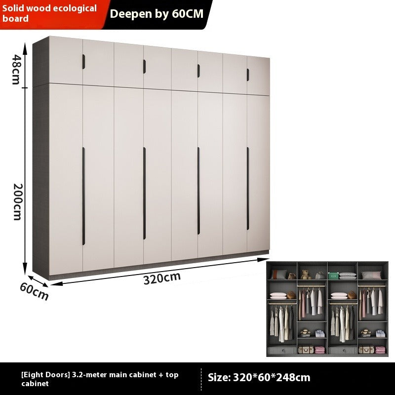 Solid Wood Wardrobe – Modern Eco-Board Closet for Small Bedroom Storage