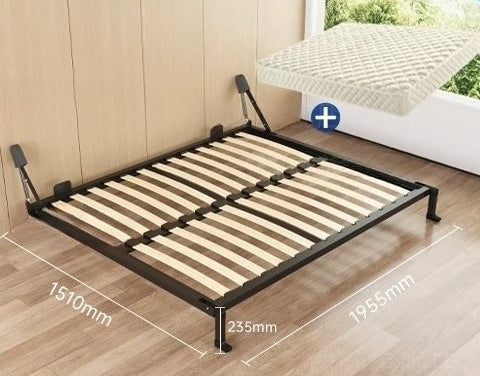 Wall-Mounted Folding Bed with Mattress, Eco-Friendly Wood Slats, Reinforced Double Steel Frame, and Silent Corner Bracing