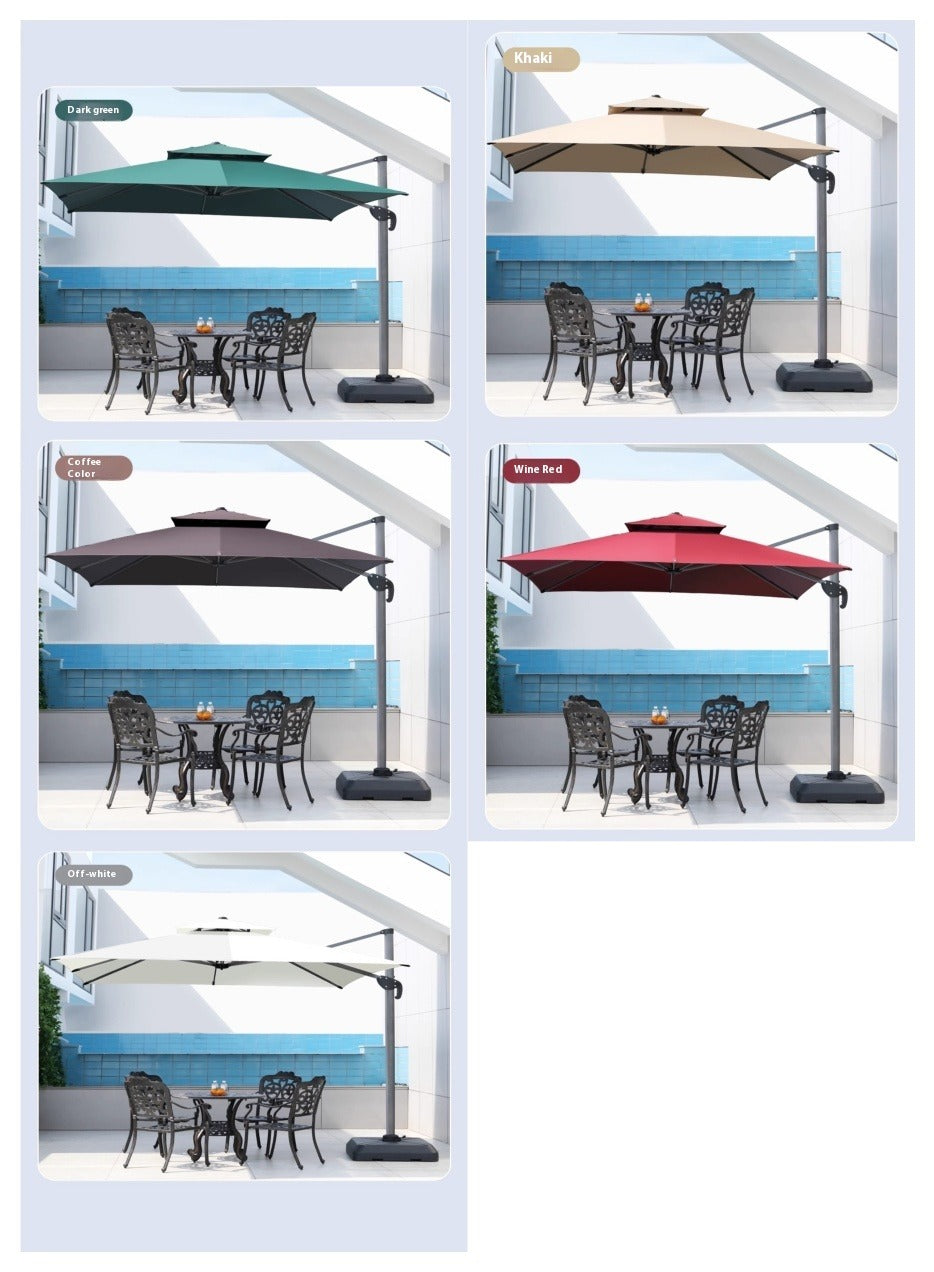 Commercial Garden & Market Parasol, Solar‑LED Light, Roman Style for Villa, Café, Balcony, Terrace