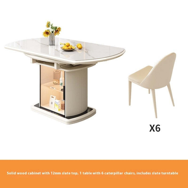 Cream Style Foldable Sintered Stone Dining Set for Small Modern Homes