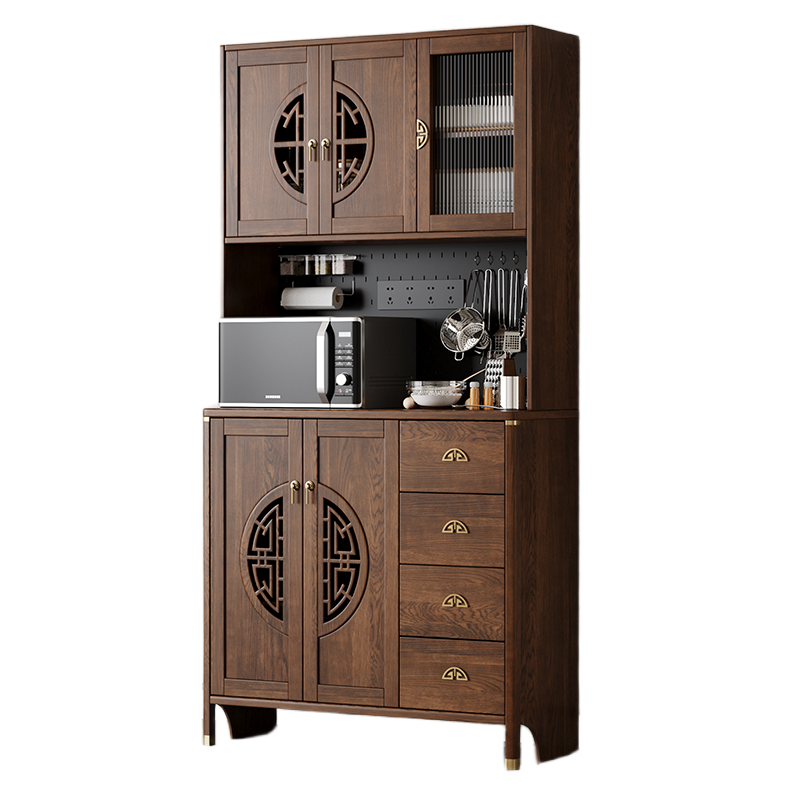 Solid Wood Sideboard – Tall All-in-One Tea & Wine Cabinet for Dining Room or Kitchen