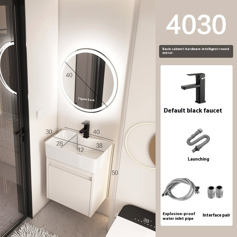 Ultra-Slim Space Aluminum Bathroom Vanity – 24cm Narrow Basin Cabinet Set for Small Bathrooms