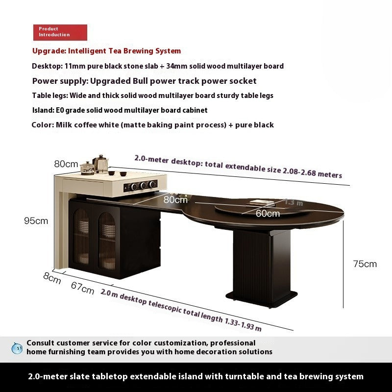 2m Extendable Kitchen Island Dining Table with Storage & Free Rotating Tray for Modern Homes