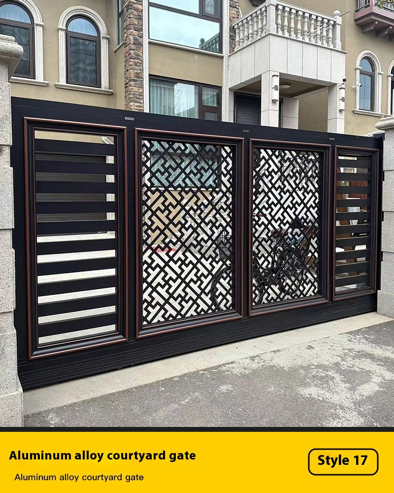 Aluminum Courtyard Gate – Double Swing or Sliding Electric Villa Entrance Gate for Garden & Private Homes