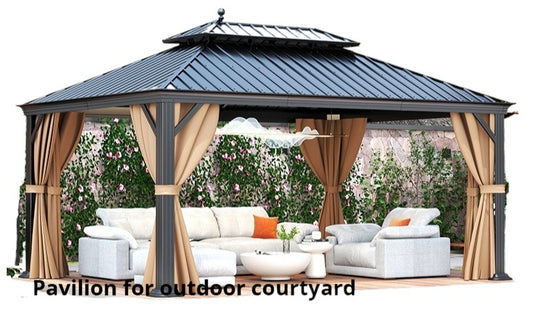 Outdoor Aluminum Gazebo for Patio Shade with Waterproof Canopy & Corner Posts