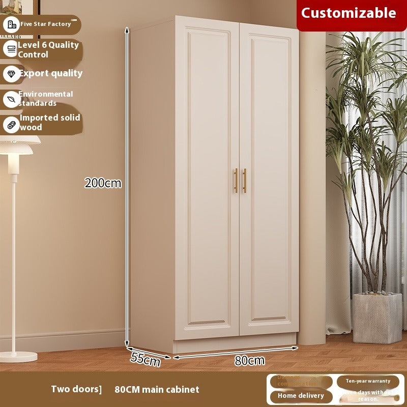 Custom Solid Wood Wardrobe – Cream-Style European Closet for Kids & Small Bedrooms