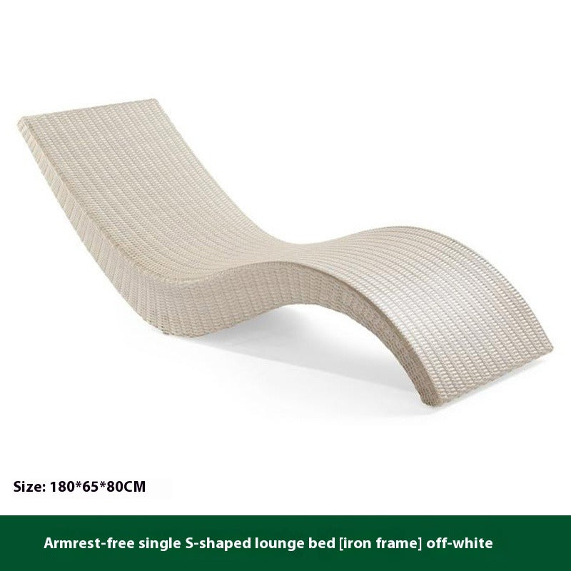 Outdoor Rattan Sun Lounger S-Shaped for Garden, Balcony, Patio, Poolside & Beach