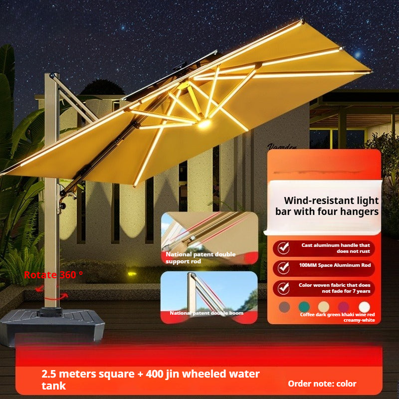 Outdoor Solar-Powered Roman Umbrella with LED Lights – Villa Patio & Garden Shade Parasol