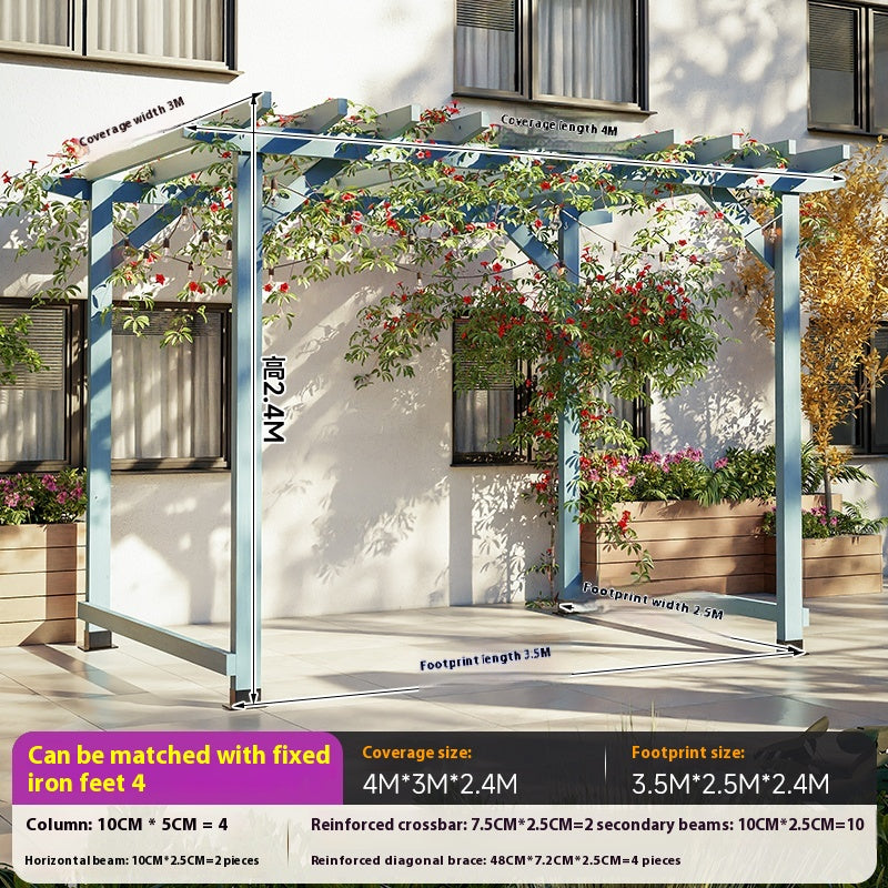 Outdoor Pergola & Trellis Pavilion in Treated Wood for Villa Garden & Courtyard Use