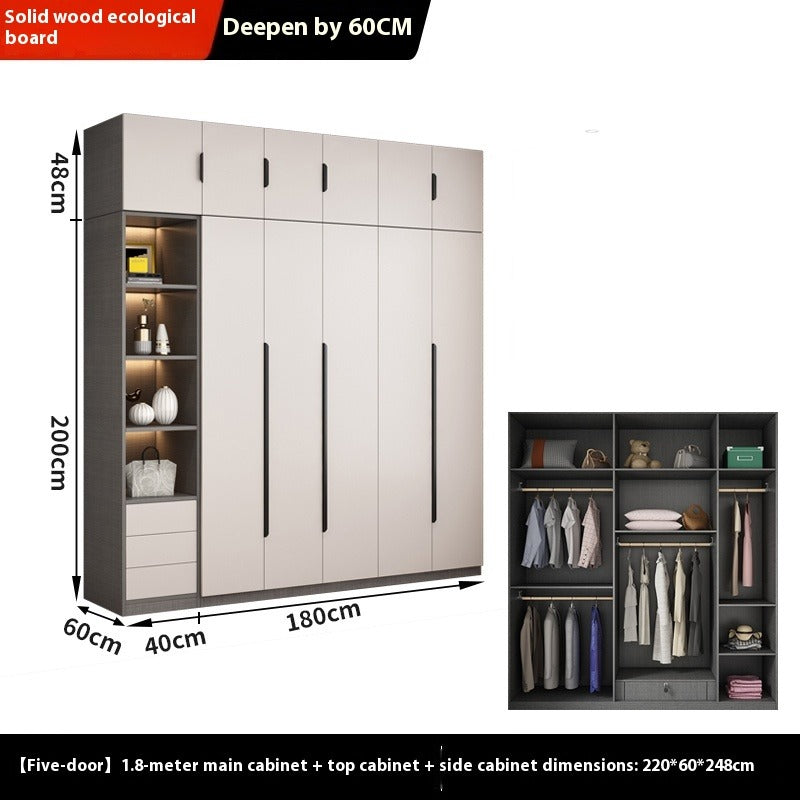 Solid Wood Wardrobe – Modern Eco-Board Closet for Small Bedroom Storage