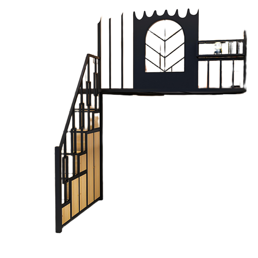 Elegant Modern Loft Bed with Built-in Wardrobe and Stairs - Customizable Space-Saving Design