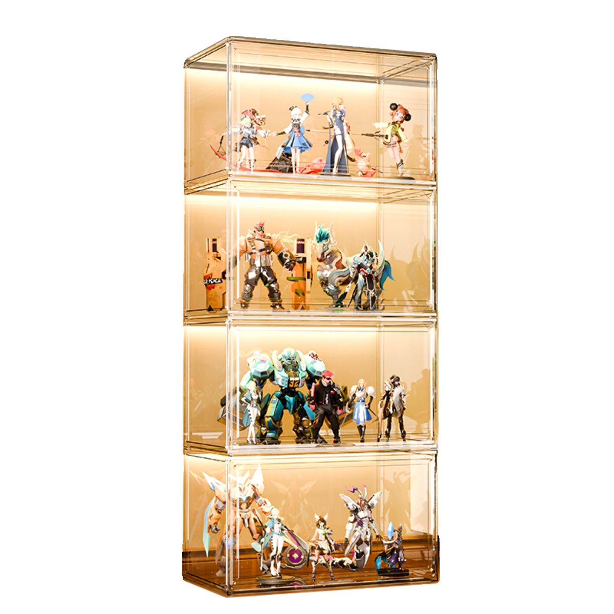 Acrylic Display Cabinet with LED – Extra-Long Transparent Showcase for LEGO, Figures & Collectibles