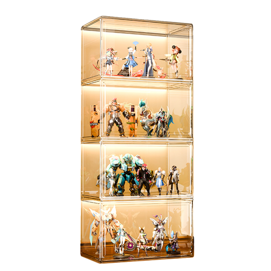 Acrylic Display Cabinet with LED – Extra-Long Transparent Showcase for LEGO, Figures & Collectibles