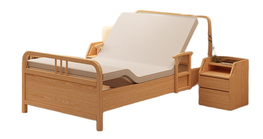 Elegant Hand-Rocking Senior Nursing Bed with Solid Wood Frame and Back and Leg Lift