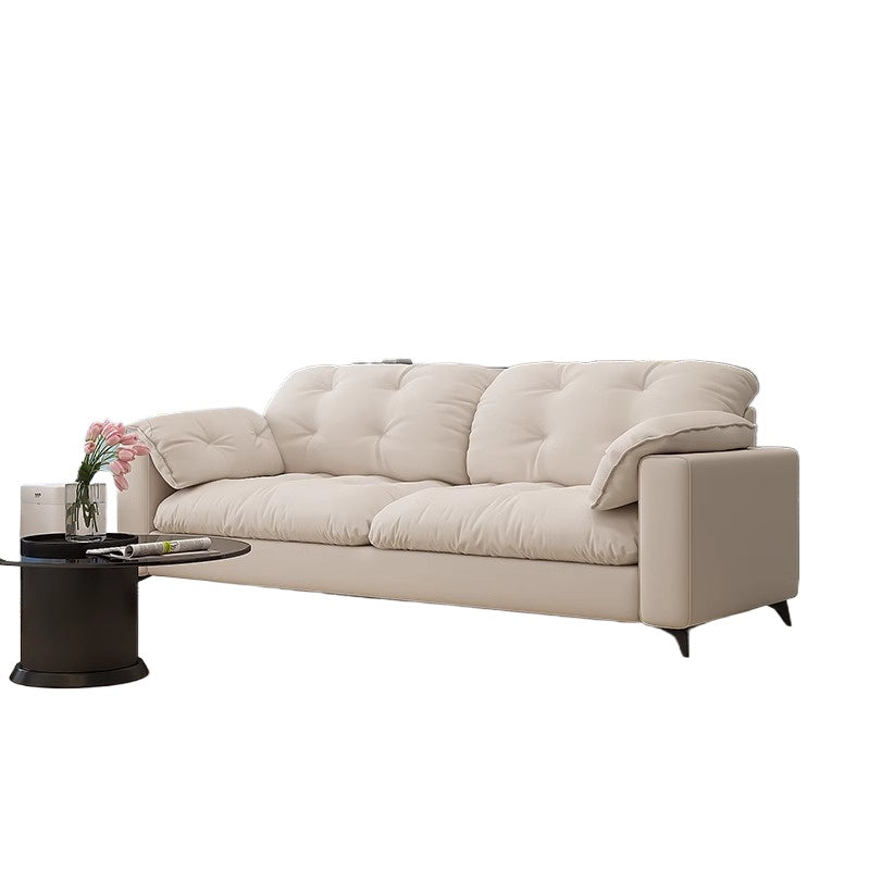 Easy-Clean Fabric Sofa Bed with Anti-Scratch Leather for Small Nordic Living Rooms