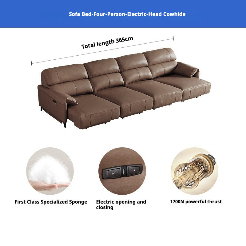 Italian Leather Electric Recliner – Smart Multi-Function Sofa Bed for Living Room Use