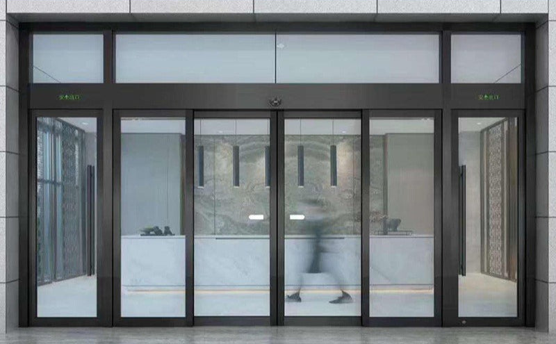 Electric Glass Sliding Door – Automatic Sensor Entry System with Complete Aluminum Track Set