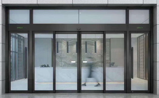 Electric Glass Sliding Door – Automatic Sensor Entry System with Complete Aluminum Track Set