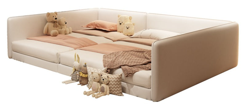 Tatami Family Bed with Two-Child Combo and Fabric Platform for Four-Person Family - High-Quality Spring Mattress