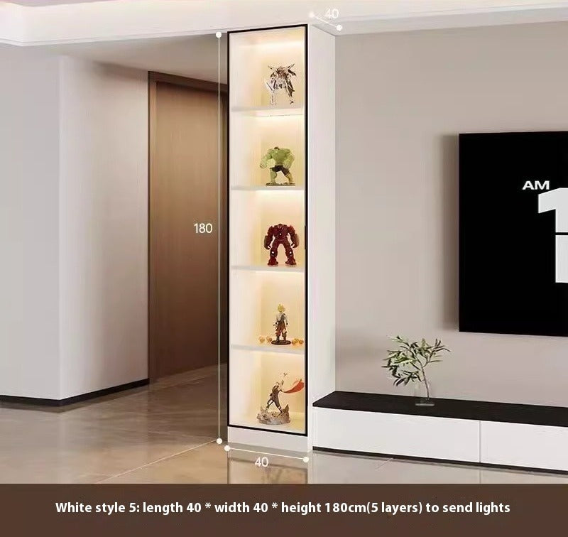 Custom Lighted Glass Door Display Cabinet – Modern Floor Wine & Collectibles Unit for Living Room