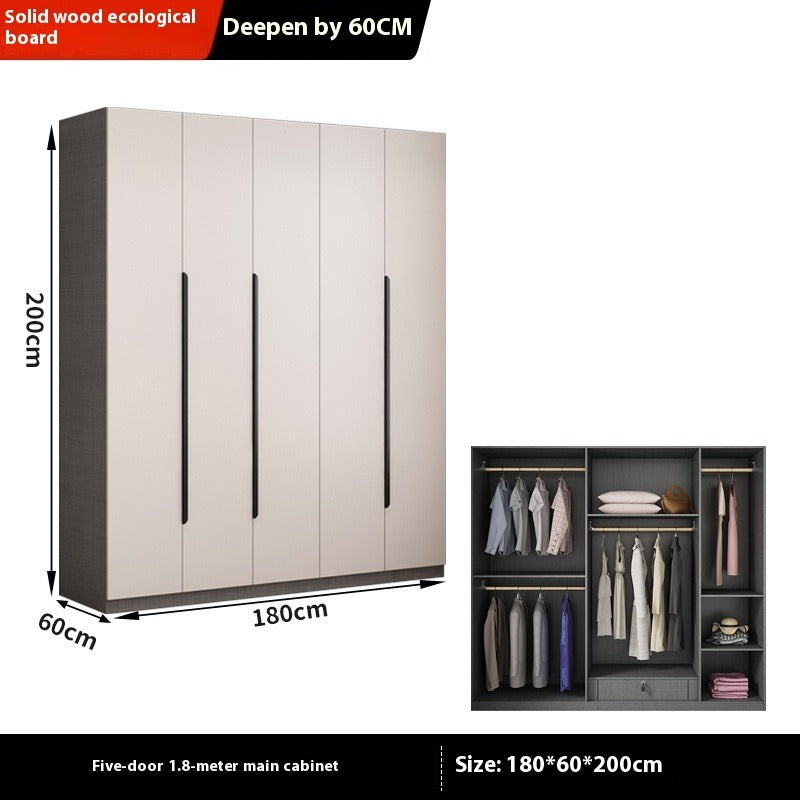 Solid Wood Wardrobe – Modern Eco-Board Closet for Small Bedroom Storage