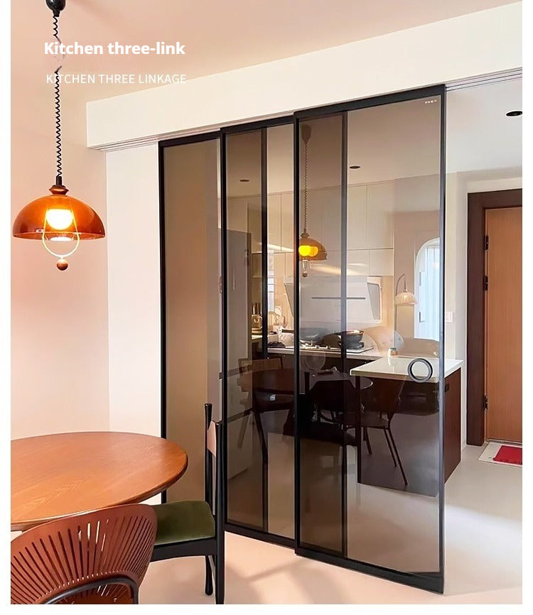 OPK Ultra-Slim 3-Panel Sliding Glass Door – Trackless Kitchen Partition for Balcony & Interior Use