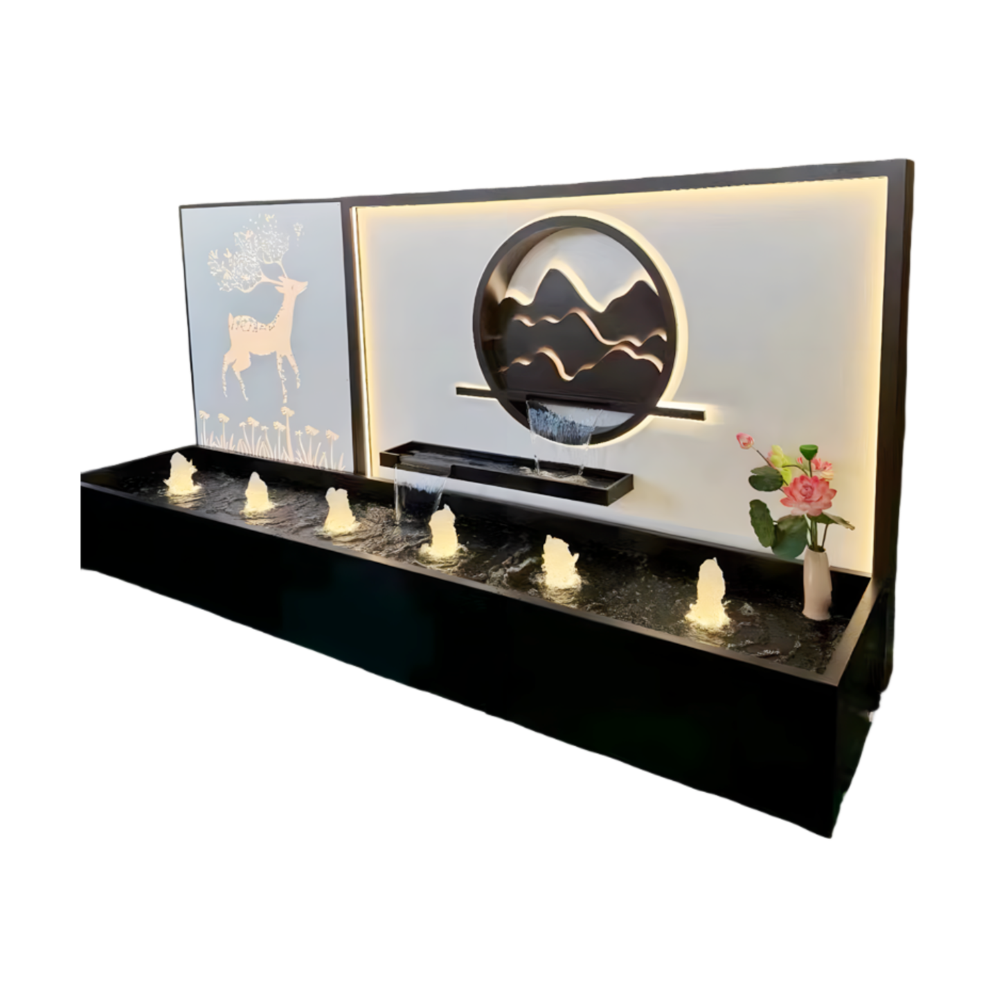 Stainless Steel Waterfall Wall Fountain with Pool for Villa Garden, Courtyard & Balcony Decor