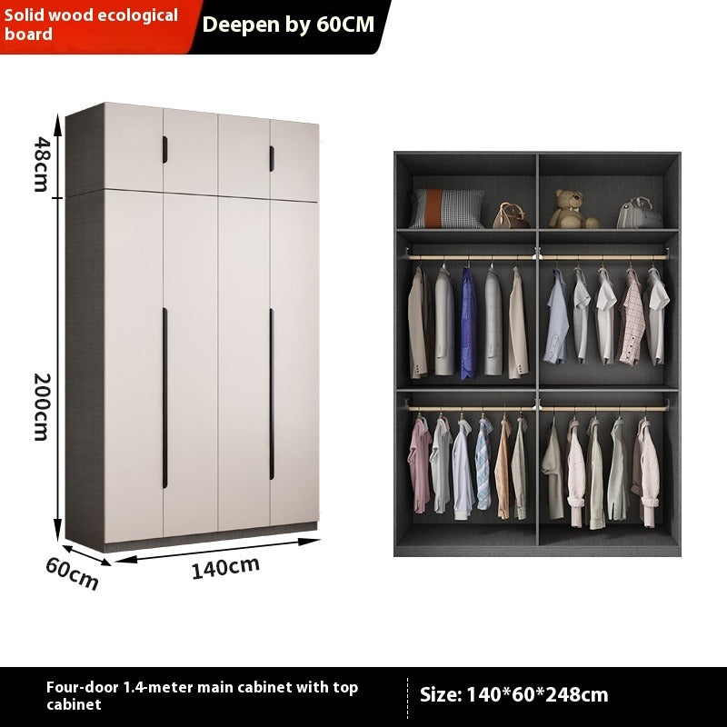Solid Wood Wardrobe – Modern Eco-Board Closet for Small Bedroom Storage