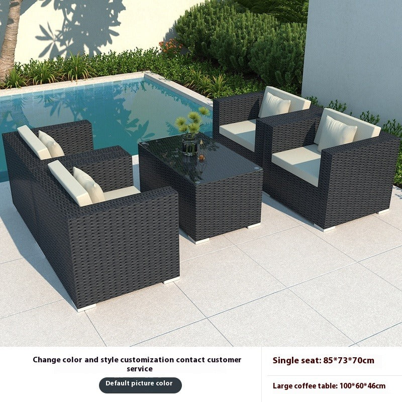 Outdoor Rattan Sofa Set 3-Seater Waterproof Lounge for Patio, Garden & Balcony