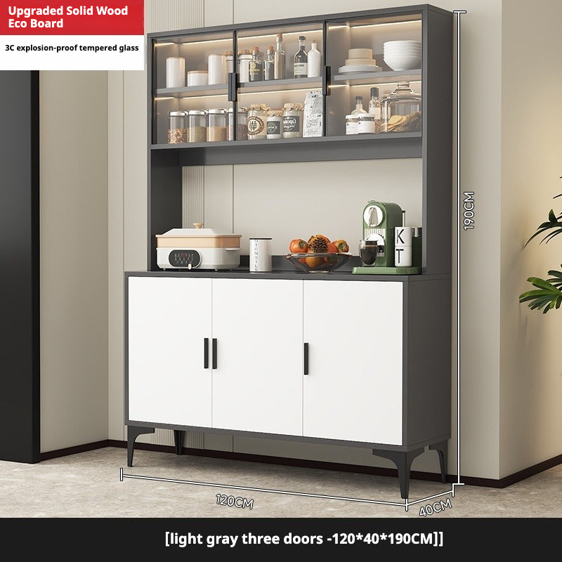 Solid Wood Sideboard Cabinet – All-in-One Wall-Mounted Tea & Storage Unit for Living Room or Kitchen