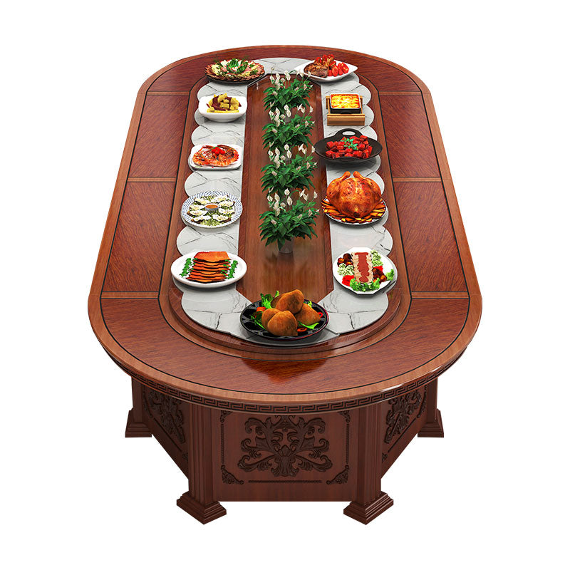 Electric Rectangular Dining Table with Auto Rotating Tray for Chinese Cuisine