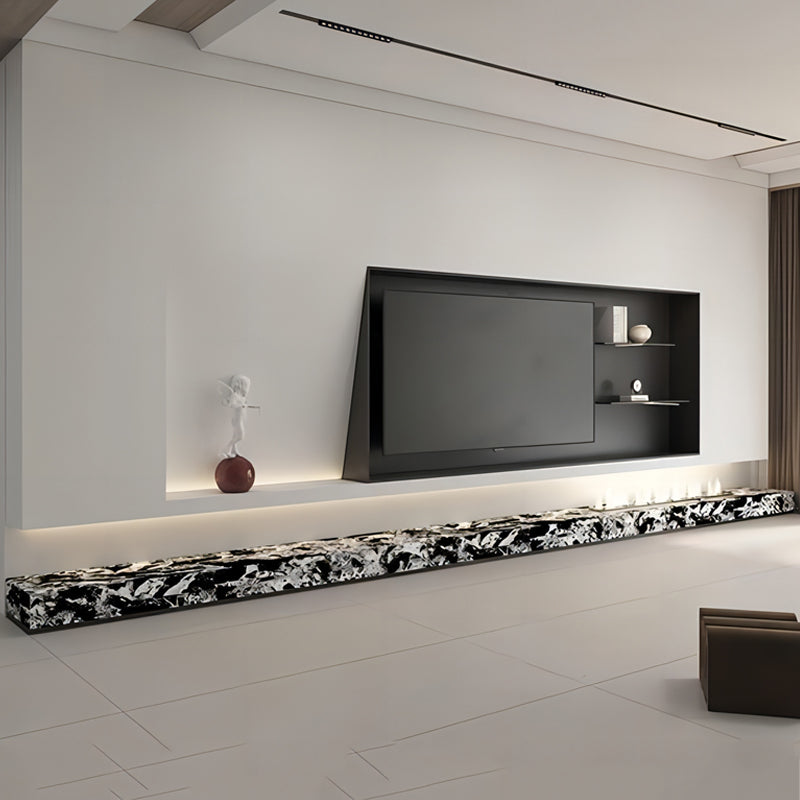 Purple Sintered Stone TV Cabinet – Long Cream-Style Modern Luxury Console with Marble Texture