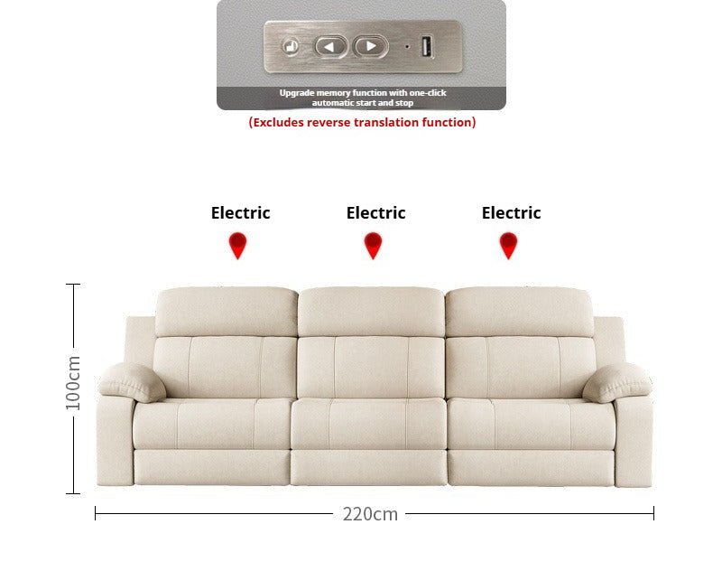 Zero-Wall Electric Reclining Leather Sofa with Ultra-Comfort Cushions for Modern Home Theater