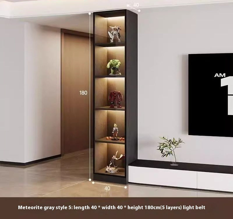 Custom Lighted Glass Door Display Cabinet – Modern Floor Wine & Collectibles Unit for Living Room