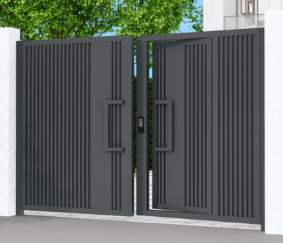 Wrought Iron & Aluminum Courtyard Gate – Modern Swing Gate for Villas and Garden Entrances